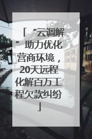 “云调解”助力优化营商环境，20天远程化解百万工程欠款纠纷