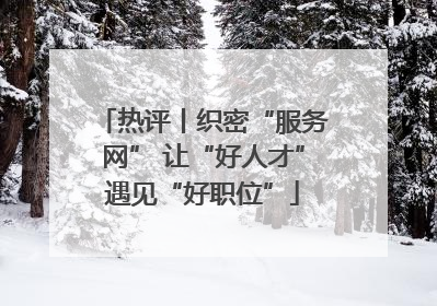 热评丨织密“服务网” 让“好人才”遇见“好职位”
