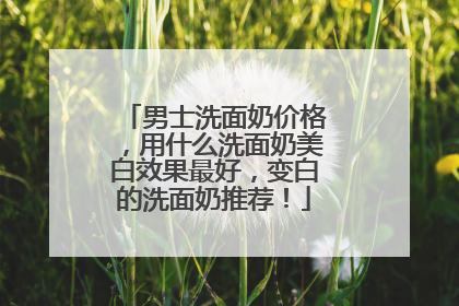 男士洗面奶价格，用什么洗面奶美白效果最好，变白的洗面奶推荐！