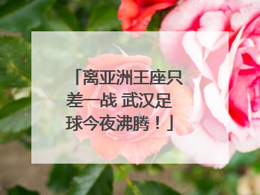 离亚洲王座只差一战 武汉足球今夜沸腾！