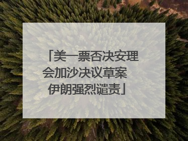 美一票否决安理会加沙决议草案 伊朗强烈谴责