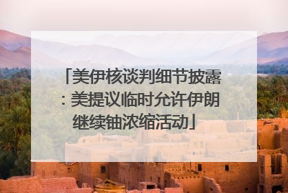 美伊核谈判细节披露：美提议临时允许伊朗继续铀浓缩活动