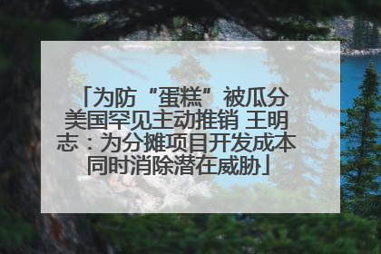 为防“蛋糕”被瓜分 美国罕见主动推销 王明志：为分摊项目开发成本同时消除潜在威胁