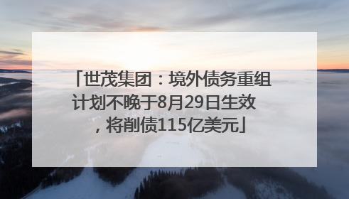 世茂集团：境外债务重组计划不晚于8月29日生效，将削债115亿美元