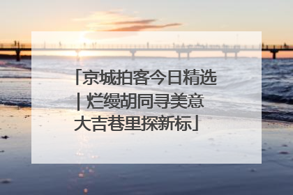 京城拍客今日精选｜烂缦胡同寻美意 大吉巷里探新标