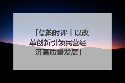 儒韵时评丨以改革创新引领民营经济高质量发展