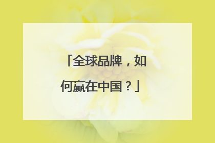 全球品牌，如何赢在中国？