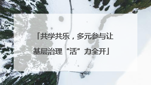 共学共乐，多元参与让基层治理“活”力全开