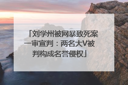刘学州被网暴致死案一审宣判：两名大V被判构成名誉侵权