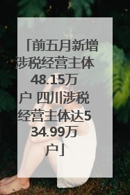 前五月新增涉税经营主体48.15万户 四川涉税经营主体达534.99万户