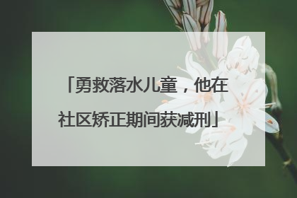 勇救落水儿童，他在社区矫正期间获减刑