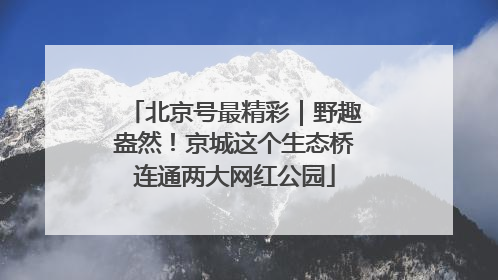 北京号最精彩｜野趣盎然！京城这个生态桥连通两大网红公园