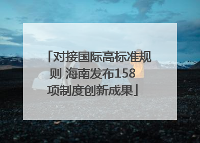 对接国际高标准规则 海南发布158项制度创新成果