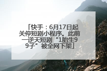 快手：6月17日起关停短剧小程序。此前一逆天短剧“1胎生99子”被全网下架