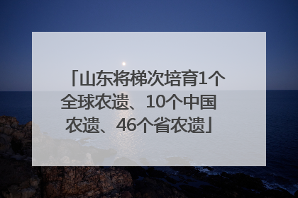 山东将梯次培育1个全球农遗、10个中国农遗、46个省农遗
