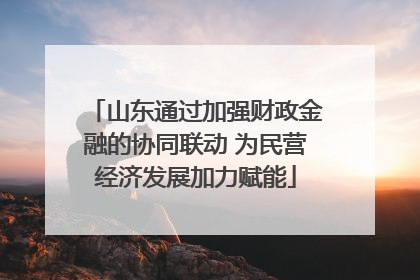 山东通过加强财政金融的协同联动 为民营经济发展加力赋能