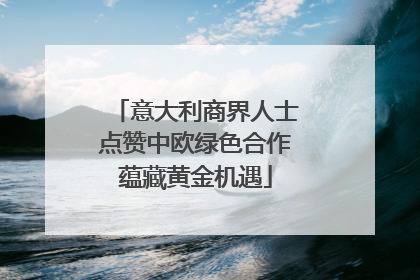 意大利商界人士点赞中欧绿色合作蕴藏黄金机遇