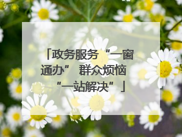 政务服务“一窗通办” 群众烦恼“一站解决”