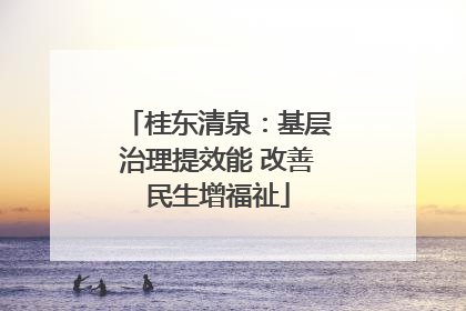 桂东清泉：基层治理提效能 改善民生增福祉