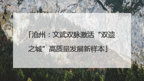 沧州：文武双脉激活“双遗之城”高质量发展新样本