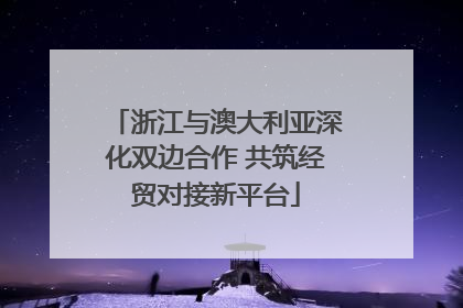 浙江与澳大利亚深化双边合作 共筑经贸对接新平台