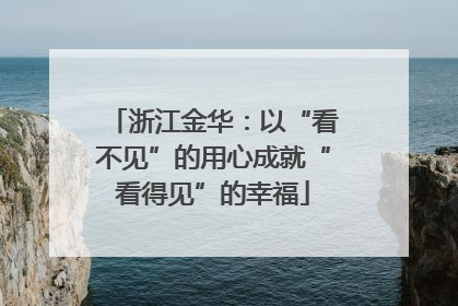浙江金华：以“看不见”的用心成就“看得见”的幸福