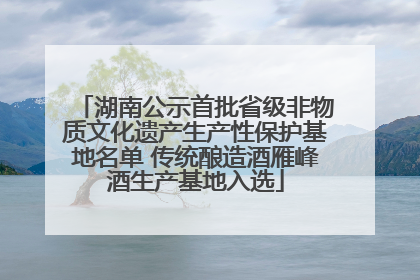 湖南公示首批省级非物质文化遗产生产性保护基地名单 传统酿造酒雁峰酒生产基地入选
