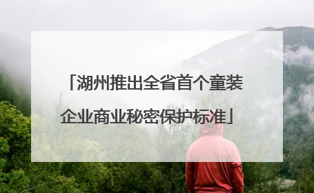 湖州推出全省首个童装企业商业秘密保护标准
