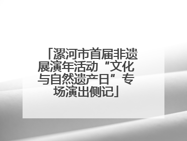 漯河市首届非遗展演年活动“文化与自然遗产日”专场演出侧记