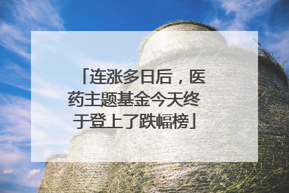 连涨多日后，医药主题基金今天终于登上了跌幅榜
