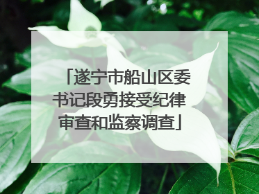 遂宁市船山区委书记段勇接受纪律审查和监察调查