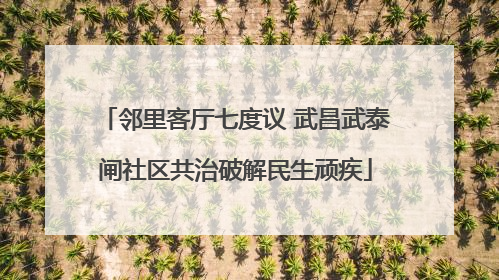 邻里客厅七度议 武昌武泰闸社区共治破解民生顽疾