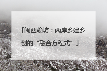 闽西赖坊：两岸乡建乡创的“融合方程式”