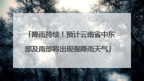 降雨持续！预计云南省中东部及南部将出现强降雨天气