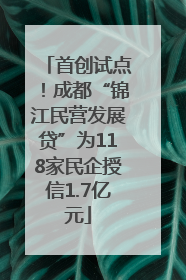 首创试点！成都“锦江民营发展贷”为118家民企授信1.7亿元