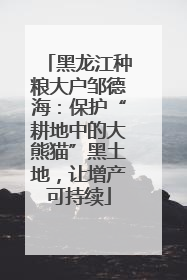 黑龙江种粮大户邹德海：保护“耕地中的大熊猫”黑土地，让增产可持续