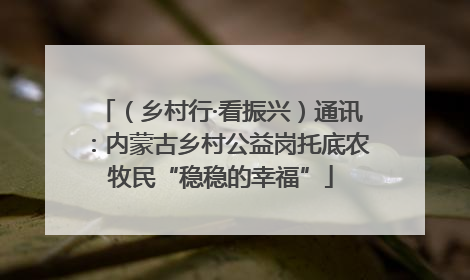 （乡村行·看振兴）通讯：内蒙古乡村公益岗托底农牧民“稳稳的幸福”