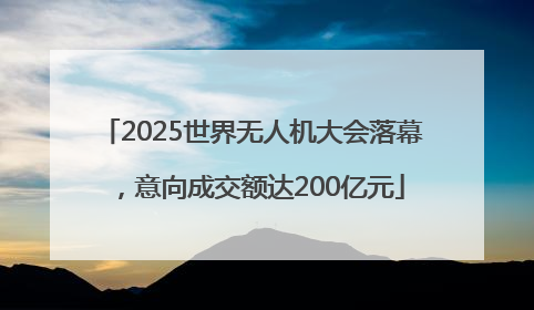 2025世界无人机大会落幕，意向成交额达200亿元