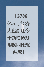 3788亿元，经济大省浙江今年新增债务限额同比涨两成